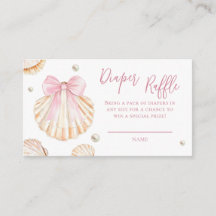 Pink Bow Seashell Baby Shower Diaper Raffle