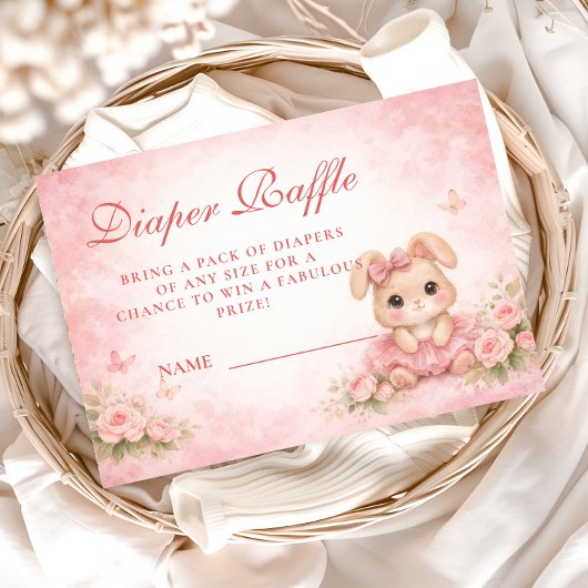 Carte D'accompagnement Pink Bunny Floral Diapper Raffle