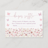 Carte D'accompagnement Pink Butterfly Wildflowers Baby Diaper Raffle (Devant)