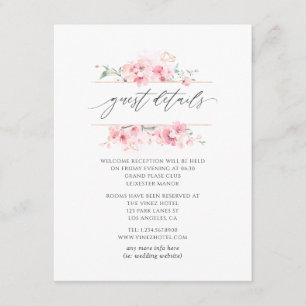 Carte D'accompagnement Pink Cherry Blossom Spring Wedding Détails de l'in