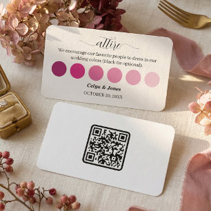 Carte D'accompagnement PINK Code vestimentaire pour une tenue de mariage