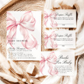 Carte D'accompagnement Pink Coquette Bow Baby Shower, Diaper Raffle Card