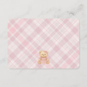 Carte D'accompagnement Pink Coquette Bow Bear Plaid Baby Registry Card (Dos)