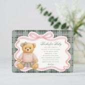 Carte D'accompagnement Pink Coquette Bow Bear Plaid Books for Baby Card (Debout devant)