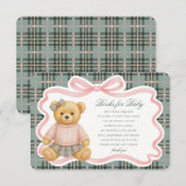 Carte D'accompagnement Pink Coquette Bow Bear Plaid Books for Baby Card (Devant / Derrière)
