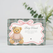 Carte D'accompagnement Pink Coquette Bow Bear Tartan Plaid Details Card (Debout devant)