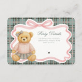 Carte D'accompagnement Pink Coquette Bow Bear Tartan Plaid Details Card (Devant)