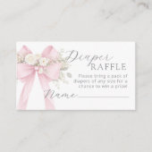Carte D'accompagnement Pink Coquette Floral Bow Diaper raffle ticket (Devant)