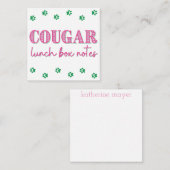 Carte D'accompagnement Pink Cougar Print Name Lunch Box Notes (Devant / Derrière)