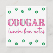 Pink Cougar Print Name Lunch Box Notes
