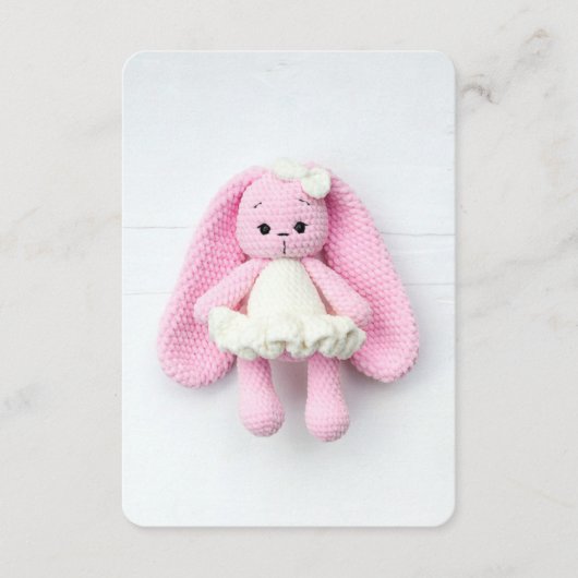 Carte D'accompagnement Pink Crochet Bunny – Soft Handmade Aesthetic (Devant)