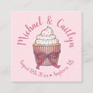 Carte D'accompagnement Pink Cupcake Bow arrose Fête des mariées Mariage