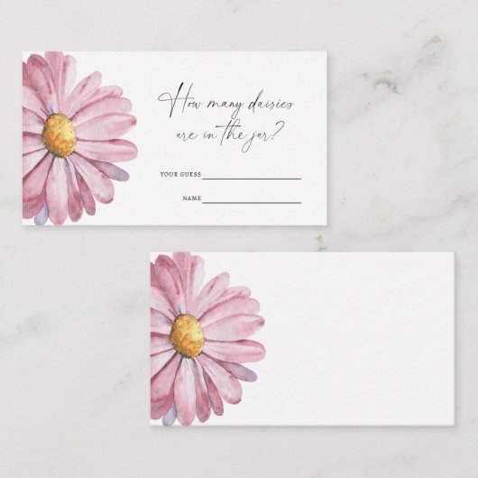 Carte D'accompagnement Pink Daisy - Devinez combien de marguerites jeu (Devant / Derrière)