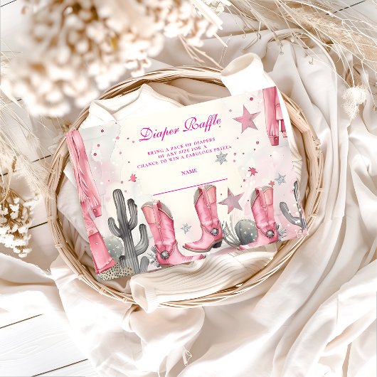 Carte D'accompagnement Pink Disco Cowgirl Diapper Raffle