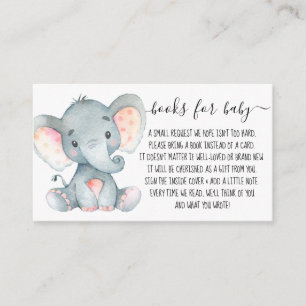 Carte D'accompagnement Pink Elephant Girl Book Demande de Baby shower