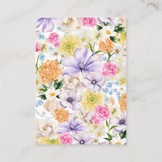 Carte D'accompagnement Pink Floral Classy Script QR Code Détails du Maria (Dos)