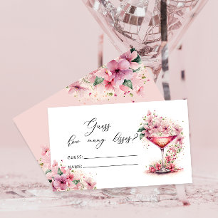 Carte D'accompagnement Pink Floral Devine combien de baisers jeu nuptiale