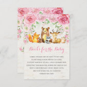 Carte D'accompagnement Pink Floral Forêt Animaux Réserver Demande (Devant / Derrière)