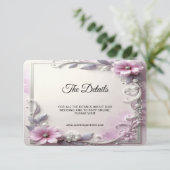 Carte D'accompagnement Pink Floral Frame Detail (Debout devant)