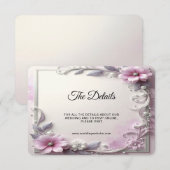 Carte D'accompagnement Pink Floral Frame Detail (Devant / Derrière)