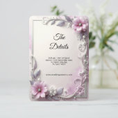 Carte D'accompagnement Pink Floral Frame Detail Enclosure (Debout devant)