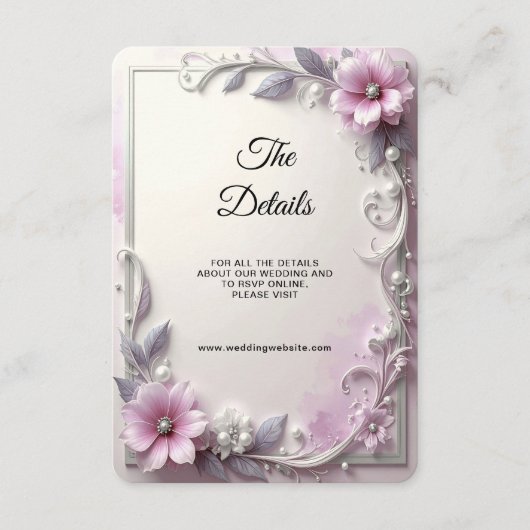 Carte D'accompagnement Pink Floral Frame Detail Enclosure (Devant)