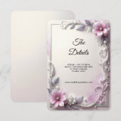 Carte D'accompagnement Pink Floral Frame Detail Enclosure (Devant / Derrière)