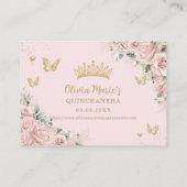Carte D'accompagnement Pink Floral Princess Quinceanera RSVP QR Code (Dos)