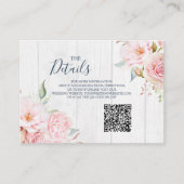 Carte D'accompagnement Pink Floral Spring Wedding QR code Details Insert (Devant)