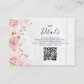 Carte D'accompagnement Pink Floral Spring Wedding QR code Details Insert (Devant)