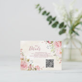 Carte D'accompagnement Pink Floral Spring Wedding QR code Details Insert (Debout devant)