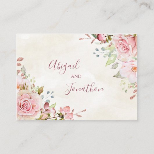 Carte D'accompagnement Pink Floral Spring Wedding QR code Details Insert (Dos)