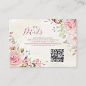 Carte D'accompagnement Pink Floral Spring Wedding QR code Details Insert (Devant)