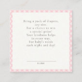 Carte D'accompagnement Pink Gingham Baby Shower Diaper Raffle (Dos)