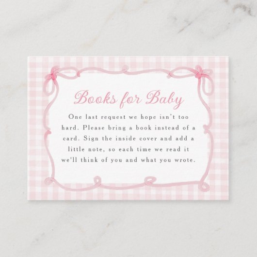 Carte D'accompagnement Pink Gingham Bow Frame Books for Baby (Devant)