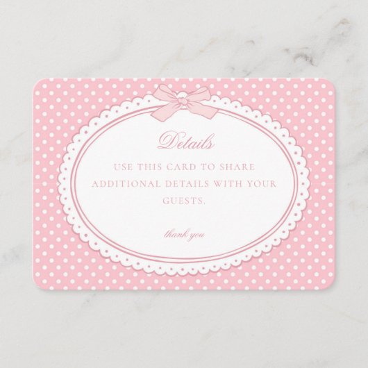 Carte D'accompagnement Pink Gingham Coquette Bow Details Card (Devant)