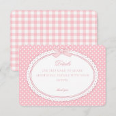 Carte D'accompagnement Pink Gingham Coquette Bow Details Card (Devant / Derrière)