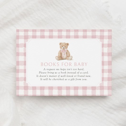 Carte D'accompagnement Pink Gingham Teddy Bear Books for Baby