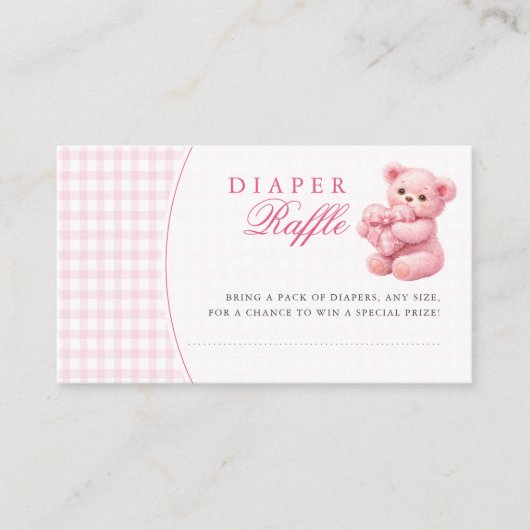 Carte D'accompagnement Pink Gingham Teddy Bear Neutral Baby Shower (Devant)