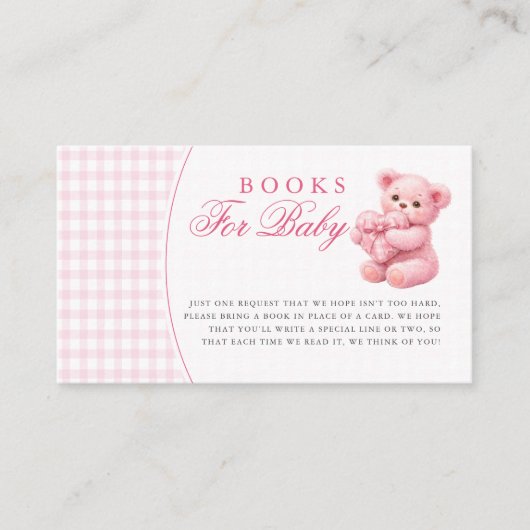 Carte D'accompagnement Pink Gingham Teddy Bear Neutral Baby Shower (Devant)