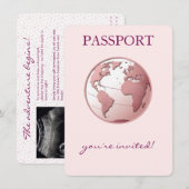 Carte D'accompagnement Pink Globe Passport Travel Display Shower (Devant / Derrière)