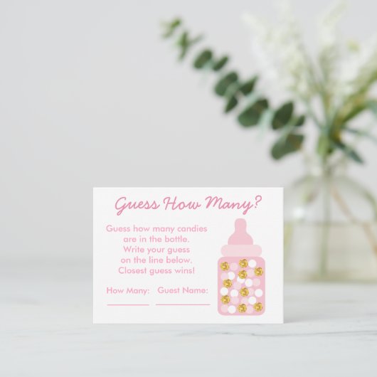 Carte D'accompagnement Pink & Gold Devinez Combien De Jeu (Debout devant)