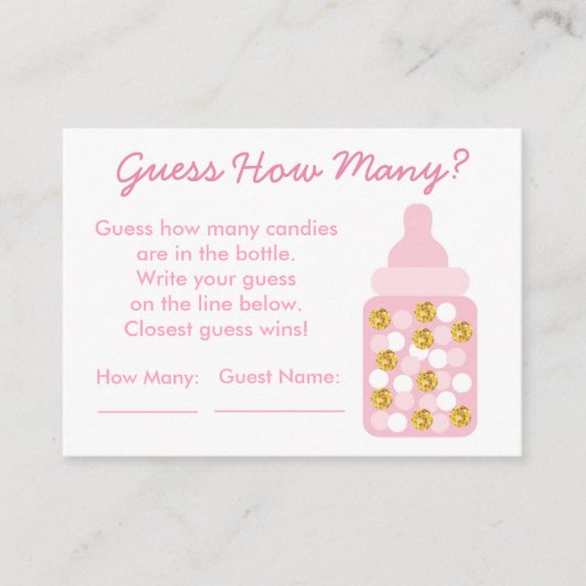 Carte D'accompagnement Pink & Gold Devinez Combien De Jeu (Devant)