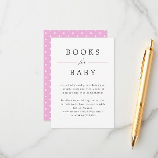 Carte D'accompagnement Pink Grand Millennial Books for Baby Request (Devant/Arrière en situation)