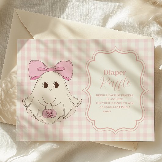 Carte D'accompagnement Pink Halloween Ghost Bow Girl Baby Raffle Diapper