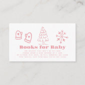 Carte D'accompagnement Pink Hand-Drawn Winter Baby Shower Book Request (Devant)
