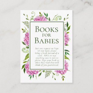 Carte D'accompagnement Pink Hydrangeas Girl Babies Douche Livres pour béb
