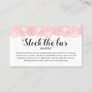 Carte D'accompagnement Pink Lace Stock the bar Bridal Shower