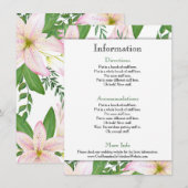 Carte D'accompagnement Pink Lily Floral Mariage Détails (Devant / Derrière)
