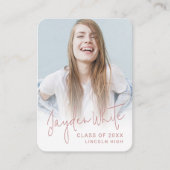 Carte D'accompagnement Pink Mini Modern Script Photo Graduation Invite (Devant)